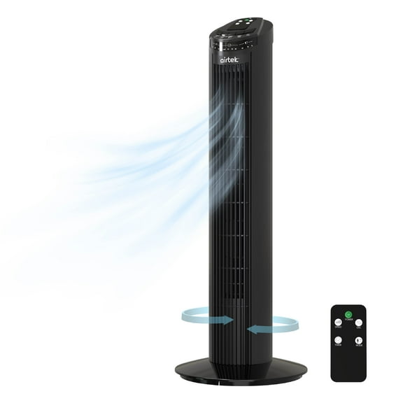 Airtek Tower Fan, 3-Speed Oscillating Fan with Multi-Function Remote Control, 29”