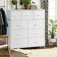 thumbnail image 5 of Simenmax 9 Drawers Dresser for Bedroom, Tall Fabric Closet Chests Organizer Tower Furniture with Wooden Top Metal Frame for Clothes, Room, Living Room, Hallway, Entryway,White, 5 of 7