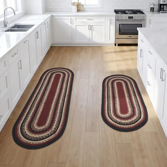 VHC Brands Connell Country Black 2 Piece Jute Rug Set, 17x36 and 17x48