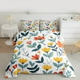 thumbnail image 3 of Manfei Colorful Cartoon Floral Full Size Comforter Sets,Rustic Flower Bedding Comforter Set,White Green Orange Bedding Sets For Children,Super Cozy Room Decor Reversible,3 Pieces, 3 of 9