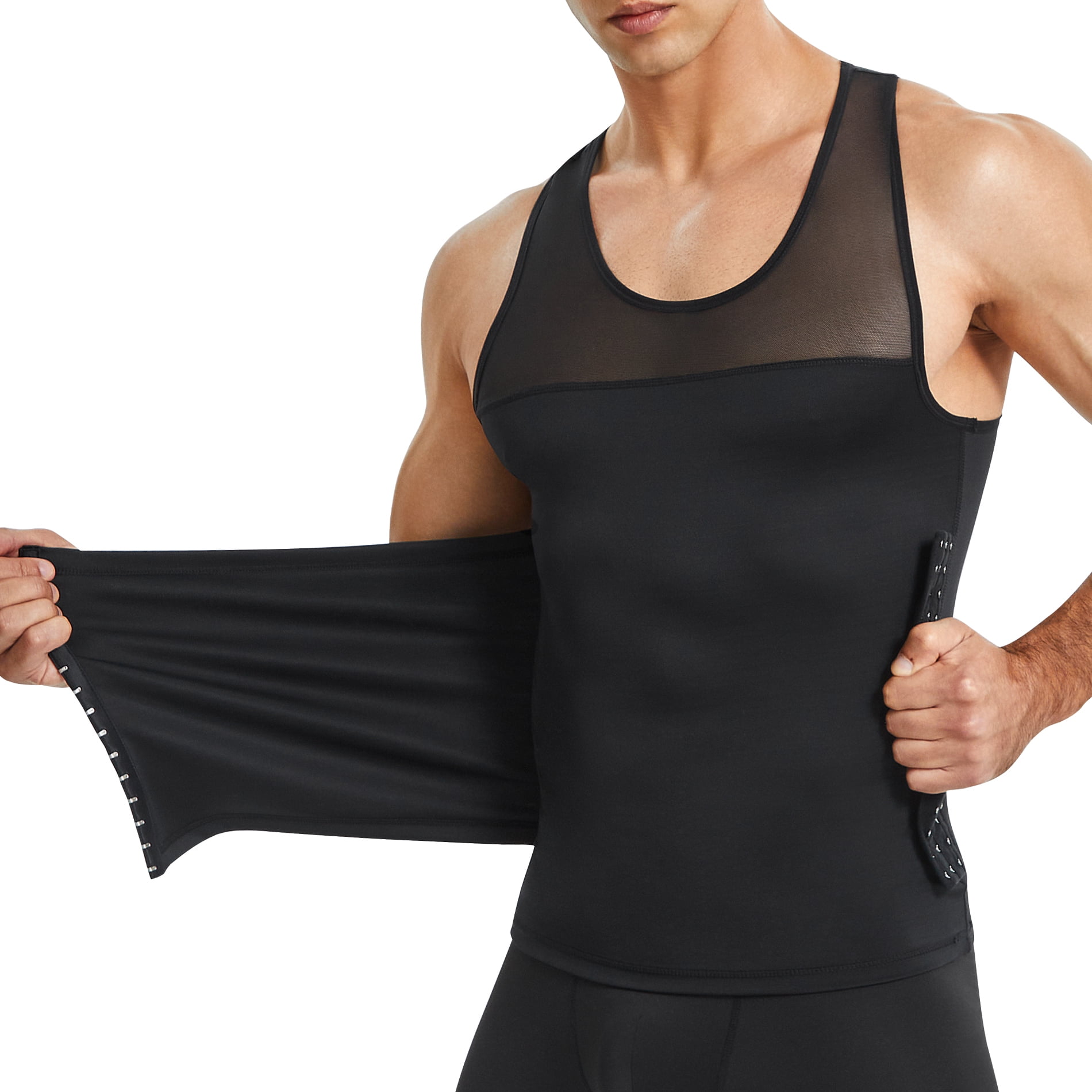 Eleady Men Body Shaper Slimming Vest Tight Top Compression Shirt Tummy Control Underwear Moobs Binder(Black - Walmart.com