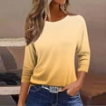 thumbnail image 2 of CYMMPU Shirts Gradient Color 3/4 Length Sleeve Fashion Tunic Tops Summer Fall Vintage Crewneck Business Work Blouses Basic Tees 2025 Clothes for Women Yellow XXL, 2 of 4