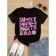 thumbnail image 1 of Youngsters' Retro 'In My Double Digits Era' Cotton T-Shirt - Colorful Disco Ball & Butterfly Graphic, Casual Round Neck Tee for Girls, Soft & Comfortable Summer Top, Girls Tshirts, 1 of 5