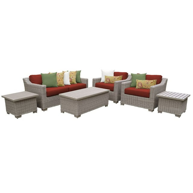 Coast 7 Piece Outdoor Wicker Patio Furniture Set in Terracotta