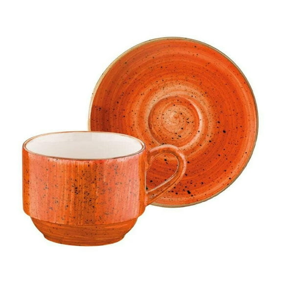 Terracota Stacking 3 oz. Espresso Cup Saucer Set for 2