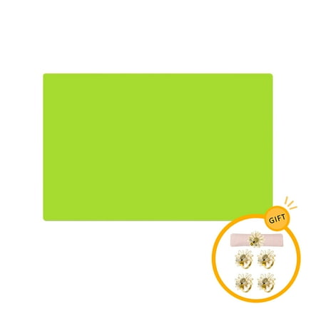 

15.7*23.6IN Silicone Placemats Large Silicone Mats for Kitchen Counter with 5Pcs Napkin Rings Food-Grade Non-Slip Waterproof Dining Stain Resistant Countertop Protector Green