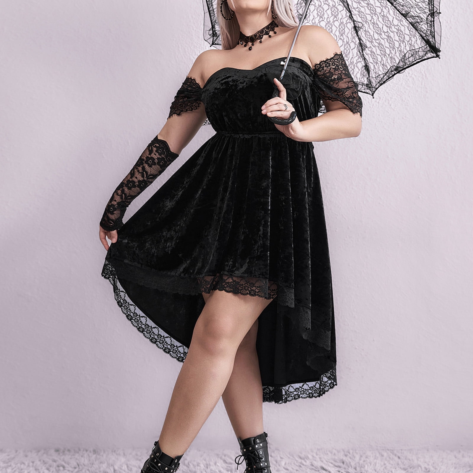 Lace High Low Gothic Party Dress