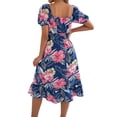 thumbnail image 5 of NTACZA Summer Dresses for Women Tropical Palm Tree Hawaiian Casual Sundress Midi A-Line Elastic Waist Scoop Neck Short Sleeve Beach Size L, 5 of 5