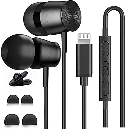 Lighting Connector Earbuds Earphone Wired Headphones Headset with Mic and Volume Control,Isolation Noise,Compatible with Apple iPhone 11 Pro Max/Xs Max/XR/X/7/8/8 Plus and Play Filter Cases