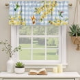 thumbnail image 2 of 2 Pack Valances for Window, Forsythia Flowers Short Curtains for Kitchen Bedroom Living Room, Spring Yellow Floral Hummingbird Blue Plaid Rod Pocket Small Window Treatment Valance Drapes 42 x 18 Inch, 2 of 8