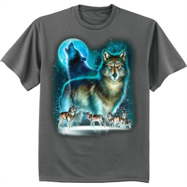 Pack of wolves lone wolf moon t-shirt graphic tee for men - Walmart.com