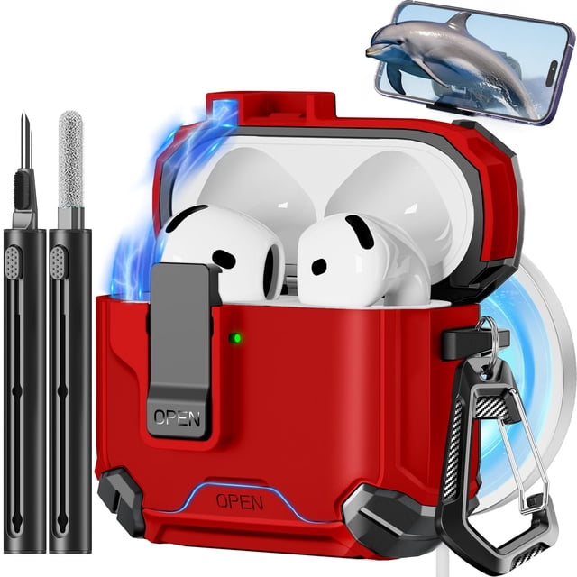 Funda con soporte de teléfono y kit de limpieza para AirPods 4 (2024)