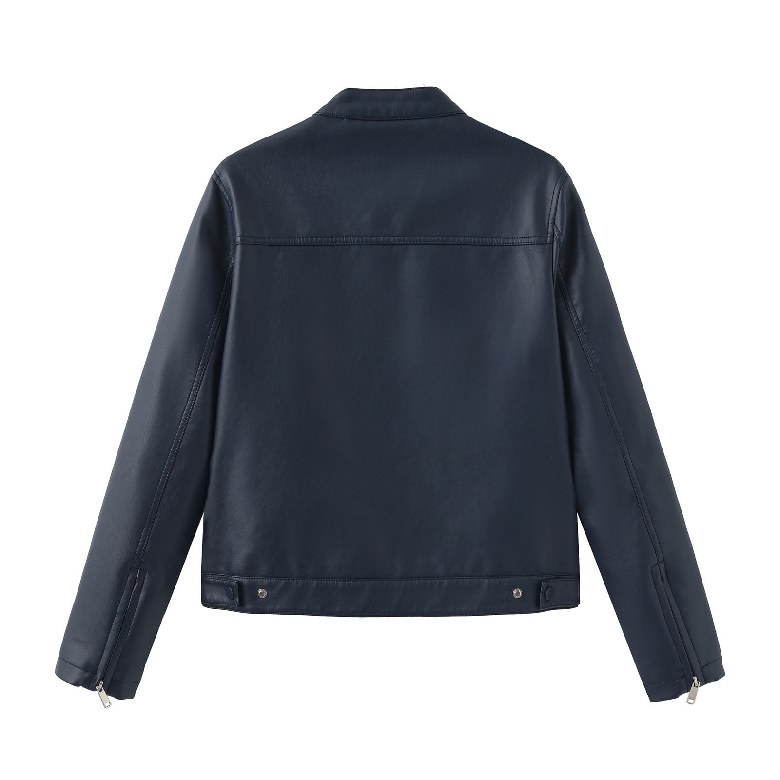 Faux Leather Jacket Womens Motorcycle Racing Bomber Coat Pockets Long Sleeve Zipper Retro Moto Biker Outfits (2XL, Blue)