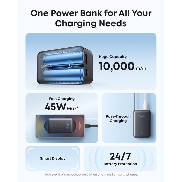 Anker Nano Power Bank, 10,000mAh Portable Charger with 2.3 ft