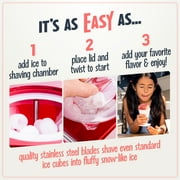 Nostalgia Snow Cone Maker, Tabletop Shaved Ice Machine with 2 Reusable Cones and Ice Scoop, Red