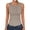 Khaki, variant on Women's Summer High Neck Ribbed Slim Sleeveless Tank Top Army Green L