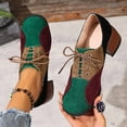 thumbnail image 5 of Wensltd Women's Suede Lace-Up Plus Size Retro Style Shoes Low Heel Women Fashion Shoes Multicolor, 5 of 7