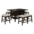 thumbnail image 1 of Cappuccino Wood Counterheight Dining Set with Beige Fabric Stools and Bench, 1 of 3