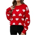 thumbnail image 2 of Itsame Loose Sweater for Womens Long Sleeve Pullover Sweaters Crew Neck Printed Sweatertop Red Size L, 2 of 9