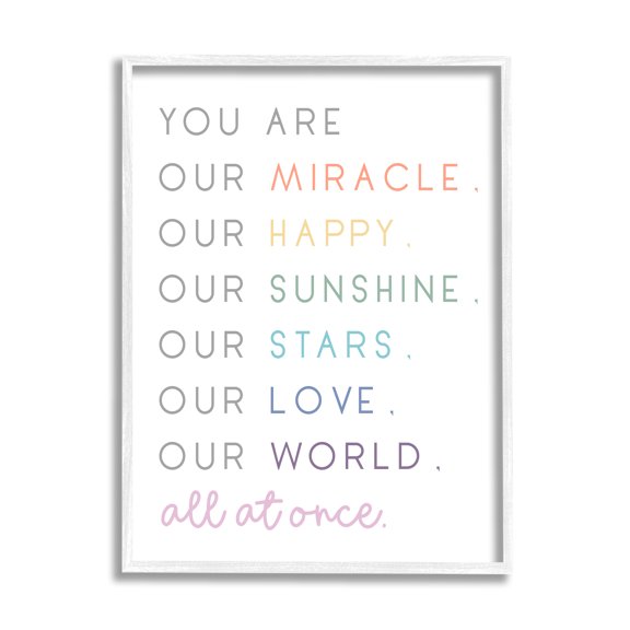 Stupell Indtries You are Our Miracle List Family Child Phrases,16 x 20,Design by Anna Quach