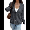 thumbnail image 1 of Cárdigan de Punto Grueso de Gran Tamaño para Mujer, Suéter de Larga con Abertura Frontal, Ropa de Abrigo para Otoño e Invierno Gris Oscuro XL, 1 of 7