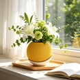 thumbnail image 4 of Modern Woven Textured Split Flower Pot Decorative Bonsai Planter with Saucer for Small Plants Succulents Living Room Home Office Shelf Decor, 4 of 5