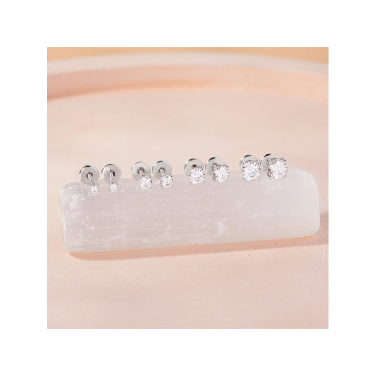 In Season Jewelry Girls' 5mm CZ Stud Earrings, Sterling Silver photo 5