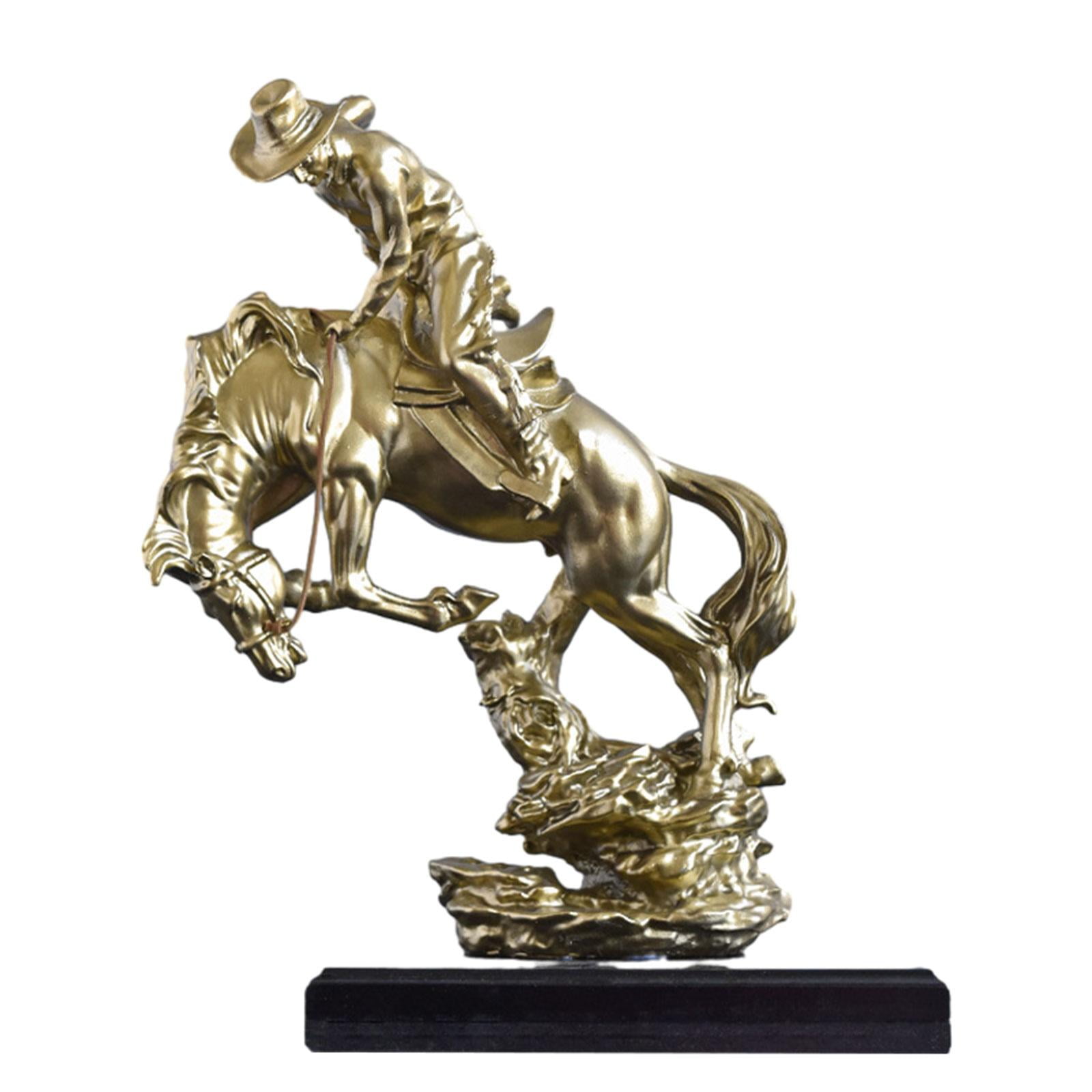 Tongina Cowboy Sculpture Decor Cowboy Equestrian Statue for Bedroom Landscape Garden
