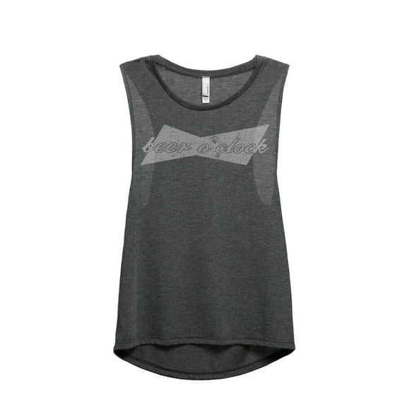 Beer O'Clock Women's Fashion Sleeveless Muscle Tank Top Tee Charcoal Grey Small