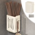 thumbnail image 6 of Wovilon Kitchen Utensil Wall-Mounted Cutlery Racks Plastic Storage Box Chopstick Knives Draining Hooks Multifunctional Organizer, 6 of 8