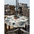 thumbnail image 2 of Outdoor Tablecloth with Umbrella Hole for Patio/Picnic/Party/Camping, Watercolor Flowers Waterproof Table Cloth Round Cover Washable, Green Floral Leaves Retro Rustic Beige (Dia 60"), 2 of 9