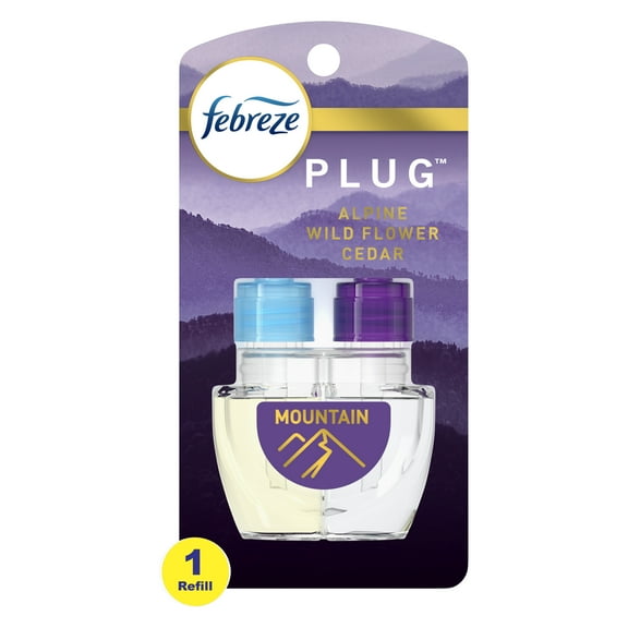 Febreze Odor-Eliminating Plug Air Freshener Refill, Alpine Wildflower Cedar Scent, 0.87 fl oz