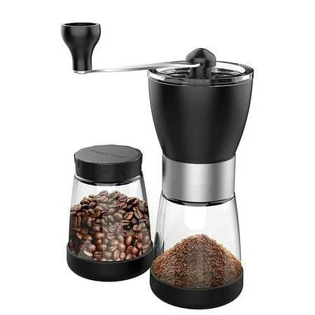 

UYUH Coffee Grinder Adjustable Coarseness Portable Grinder Mill with Ceramic Burrs with 2 Clear Glass Jars Stainless Steel Handle Grinder Press for Home Bedroom Kitchen Bathroom Tools Supplies