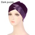 thumbnail image 1 of Head Scarf Stretch Hair Loss Muslim Turban Hat Beanie Hat Chemo Cap Hijab Cap DARK PURPLE, 1 of 8