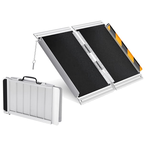 Yeshouse rampa plegable de aluminio de 1,5 m para sillas de ruedas, antideslizante y portátil, ideal para umbrales, puertas, escalones del hogar y scooters, fácil de transportar y usar