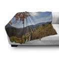 thumbnail image 3 of Fall Soft Flannel Fleece Throw Blanket, Fallen Leaves over the Mountains Idyllic Fall Day Morning Sunrise Oak Tree Branches, Cozy Plush for Indoor and Outdoor Use, 60" x 80", Multicolor, by Ambesonne, 3 of 6