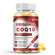 MENXI CoQ10 Ubiquinol 100mg with Vitamin C, Active Form Supplement for Heart Health & Cardiovascular Support, 60 Capsules