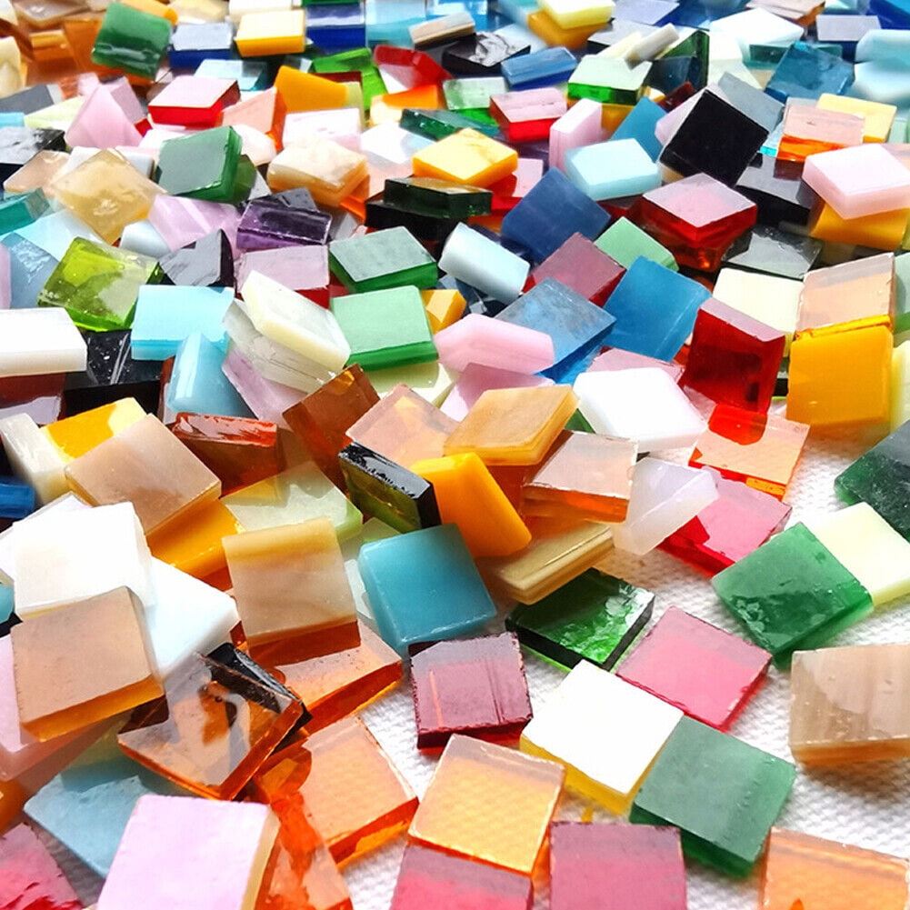 US 1100Pack Mosaic Tile Crafts Textured Stained Glass Decorations Assorted Color