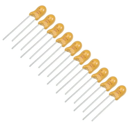 

1uF Tantalum Capacitor 50V 2 Pin Yellow Radial Dipped Tantalum Bead Capacitors 10pcs