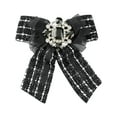 thumbnail image 1 of INSPIRE CHIC Women's Pre-Tied Neck Tie Ribbon Plaid Bowknot Brooch Pin with Rhinestone for Party, 1 of 5