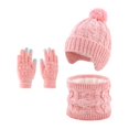 thumbnail image 5 of mgoYE Girls Boys Solid Color Beanie Hat Glovs Set Fleece Lined Winter Hat with Pom Pom for Cold Weather, 5 of 5