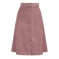 thumbnail image 1 of Faldas midi de cintura alta para mujer Falda de pana con cinturón y botones en la parte delantera Rosa XS, 1 of 6