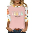 thumbnail image 3 of BiZtdJrK Easter Shirt for Women Loose Casual Bunny Rabbit Print Casual Round Neck Tee Shirts 2025 Spring 3/4 Sleeve T-Shirt Tops Pink L, 3 of 6