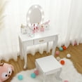 thumbnail image 2 of CazToi Princess Vanity Set Wooden Makeup Table with Lighted Mirror Stool & Storage Drawer, 2 of 19