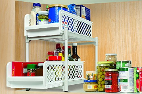 Store Food Supplies Ideaworks 2 Tier Kitchen Bathroom Storage Organizer