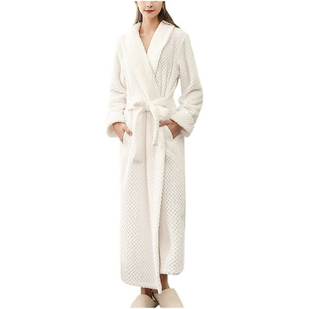 

Long Robes for Women Winter Fleece Warm Couple Bathrobe Nightgown Fluffy Super Soft Sleepwear Cozy Shower Spa Robe Ladies Clothes