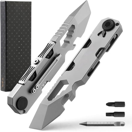 Multitool with Bi-Directional Ratchet Screwdriver & Everlasting Pen Wrenches Crowbar Bottle and Box Openers - Your Versatile Companion for Everyday Carry and Camping Accessories