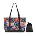 thumbnail image 7 of FORMRS Canvas Laptop Tote Bag for Women with 15.6" Computer Compartments Shoulder Handbag, Vibrant Pink Floral Pattern, 7 of 7