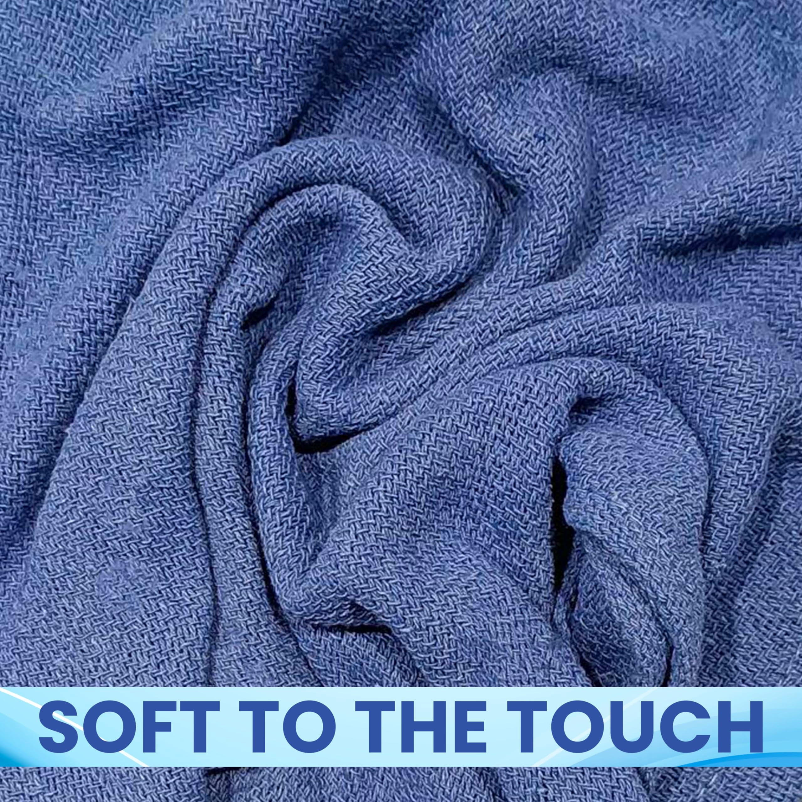 SupremePlus New Huck Cleaning Towels 15" x 25" Commercial Window Lint-Free All Purpose 100% Cotton Household Cleaning Cloths & Wipes, Blue, 25 Count