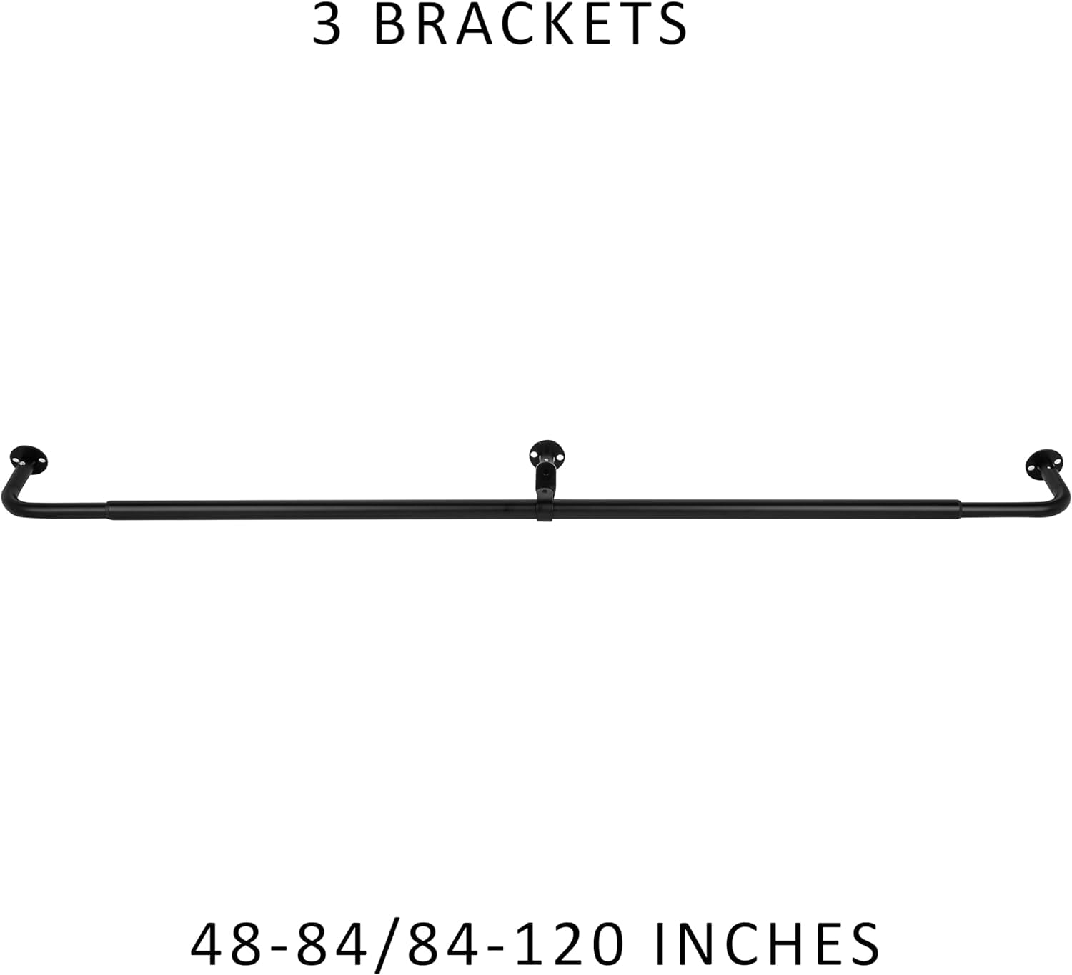 eTeckram Energy Saving Wrap Around Blackout Return Adjustable Window Curtain Metal Rod Set, 5/8 inch Diameter,84"-120",Black